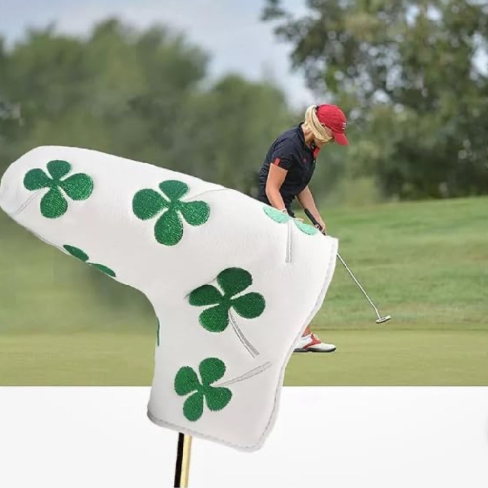 ⛳️☘️Brand New White Putter Cover with Shamrock☘️ Embroidered